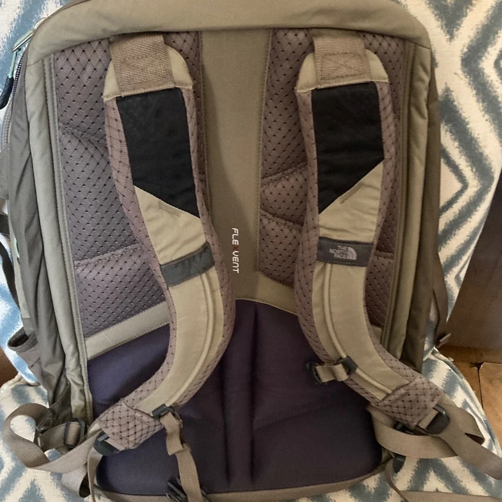 The North Face tan backpack